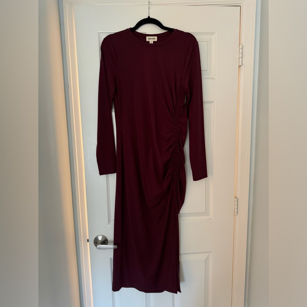 Open Edit Ruched Midi Dress